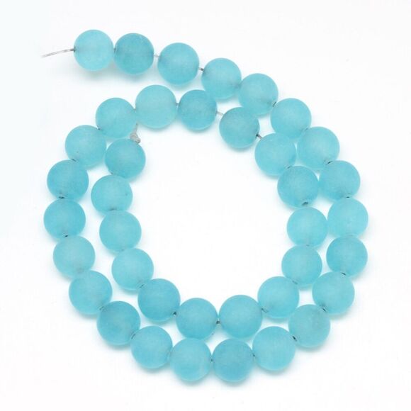 8-9MM Frosted Aquamarine Blue Jade Beads-ONE Gemstone Bead Strand-Crafts NWT - Picture 2 of 2